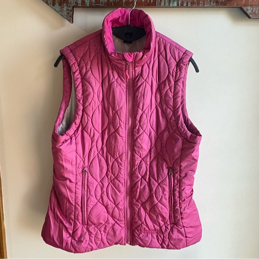 MARMOT Women's L Pink winter Quilted Insulated Winter Vest Full Zip‎ Outdoors